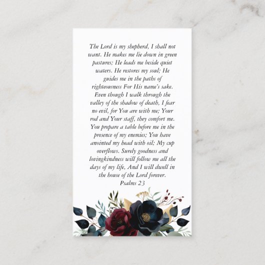 ブルゴーニュ海軍フローラ写真記念祈りの言葉カード 名刺 (裏面)