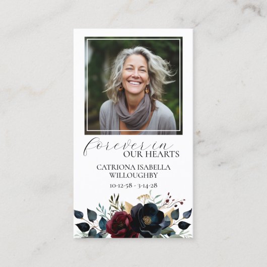 ブルゴーニュ海軍フローラ写真記念祈りの言葉カード 名刺 (正面)