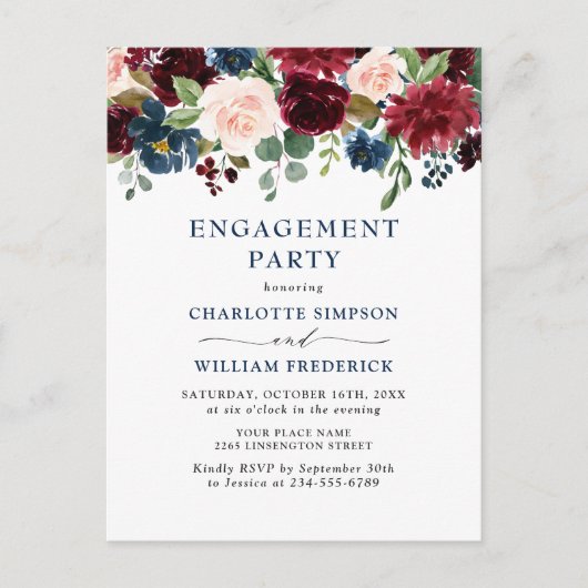 ブルゴーニュ海軍フローラ婚約パーティ招待状 ポストカード (正面)