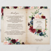 ブルゴーニュ海軍フローラ折り畳み結婚式 プログラム (正面/裏面)