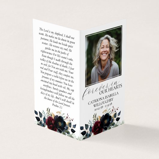 ブルゴーニュ海軍フローラ折畳み記念祈りの言葉カード 名刺 (外部)