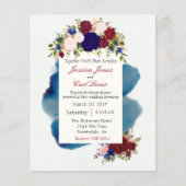 ブルゴーニュ海軍フローラ水彩結婚式招待状 (正面)