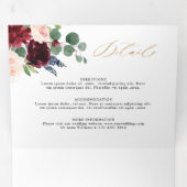 ブルゴーニュ海軍フローラ素朴カントリーウェディング 三つ折り案内状 (内部最初)