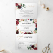 ブルゴーニュ海軍フローラ素朴カントリーウェディング 三つ折り案内状 (内部)