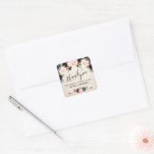 ブルゴーニュ海軍フローラ素朴ボホカントリーウェディング スクエアシール (封筒)