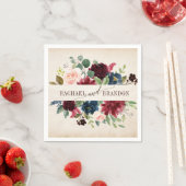 ブルゴーニュ海軍フローラ素朴ボホカントリーウェディング スタンダードカクテルナプキン (インサイチュ)