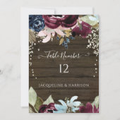 ブルゴーニュ海軍フローラ素朴ライツテーブル番号 招待状 (正面)