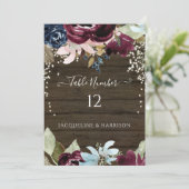 ブルゴーニュ海軍フローラ素朴ライツテーブル番号 招待状 (スタンド正面)