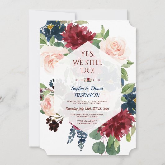 ブルゴーニュ海軍フローラ結婚幾何学記念日 招待状 (正面)