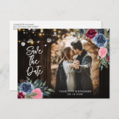 ブルゴーニュ海軍フローラ結婚式の日付写真を保存 ポストカード (正面/裏面)