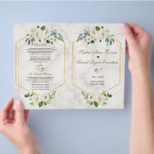 ブルゴーニュ海軍フローラ金ゴールドフレーム結婚式 プログラム チラシ (手)