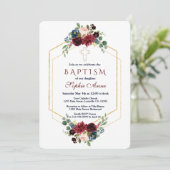 ブルゴーニュ海軍フローラ金ゴールド六角フレームバプテスマ 招待状 (スタンド正面)