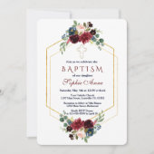 ブルゴーニュ海軍フローラ金ゴールド六角フレームバプテスマ 招待状 (正面)