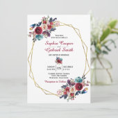 ブルゴーニュ海軍フローラ金ゴールド結婚フレーム 招待状 (スタンド正面)