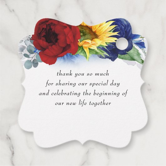 ブルゴーニュ海軍ブルーとヒマワリ結婚の感謝 フェイバータグ (裏面)