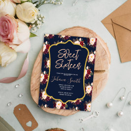 ブルゴーニュ海軍ブルーピーニーフローラ16誕生日 招待状