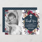 ブルゴーニュ海軍ブルーフローラバプテスマサンキューカード サンキューカード (正面/裏面)