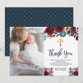 ブルゴーニュ海軍ブルーフローラバプテスマサンキューカード サンキューカード (正面/裏面)