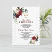 ブルゴーニュ海軍ブルーフローラフレーム聖餐式 招待状 (スタンド正面)