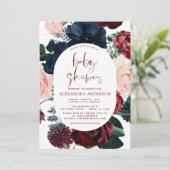 ブルゴーニュ海軍ブルーフローラユーカリプトゥスベイビーシャワーI 招待状 (スタンド正面)