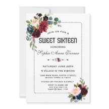 ブルゴーニュ海軍ブルーフローラ点々のあるフレームスウィート16