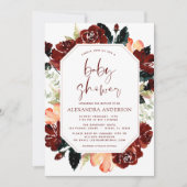 ブルゴーニュ海軍ブルーベビーシャワーフローラエレガントインヴィ 招待状 (正面)