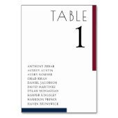 ブルゴーニュ海軍ブルーミニマル結婚リストのシーティングカード テーブルナンバー (裏面)