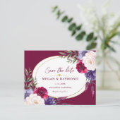 ブルゴーニュ海軍ブルー牡丹ジオメトリック日付を保存 ポストカード (スタンド正面)