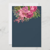 ブルゴーニュ海軍ブルー赤面シルバーウォーター色開花 招待状 (裏面)