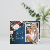 ブルゴーニュ海軍ブルー赤面結婚の写真ありがとう ポストカード (スタンド正面)