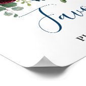 ブルゴーニュ海軍ブルー赤面花は結婚の ポスター (角)