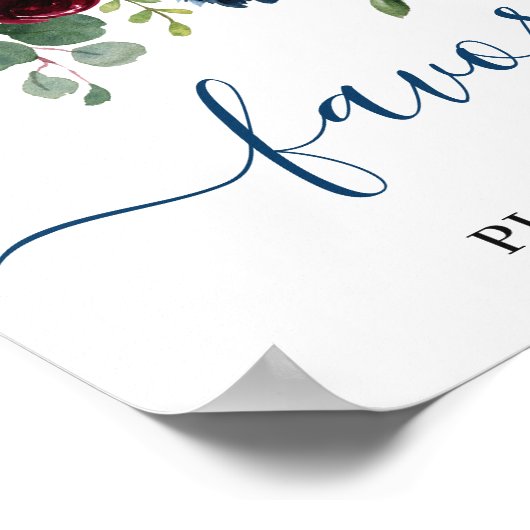 ブルゴーニュ海軍ブルー赤面花は結婚の ポスター (角)