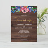 ブルゴーニュ海軍ブルー金ゴールドフローラダークウッド結婚ズ 招待状 (スタンド正面)