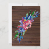 ブルゴーニュ海軍ブルー金ゴールドフローラダークウッド結婚ズ 招待状 (裏面)