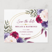 ブルゴーニュ海軍ブルー&赤面牡丹ジオ日付を保存 ポストカード (正面)