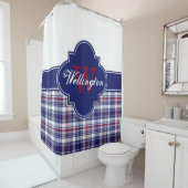 ブルゴーニュ海軍ホワイトマドラスプレイド1ICBリボン名 シャワーカーテン (インサイチュ)