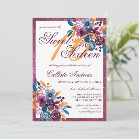 ブルゴーニュ海軍マスタード水の色の花の甘い16 招待状 (スタンド正面)