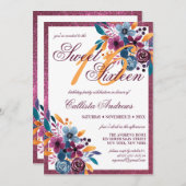 ブルゴーニュ海軍マスタード水の色の花の甘い16 招待状 (正面/裏面)