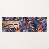 ブルゴーニュ海軍マスタード水彩花モノグラム ヨガマット (正面(横))