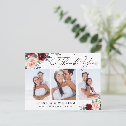 ブルゴーニュ海軍ユーカリ結婚プタスの3写真ありがとう ポストカード (スタンド正面)