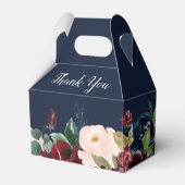 ブルゴーニュ海軍水彩フローラ結婚式の引き出物箱 フェイバーボックス (裏面サイド)