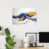 ブルゴーニュ海軍流体大理石アクリルアート抽象芸術 ポスター (ホームオフィス)