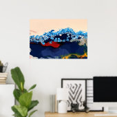 ブルゴーニュ海軍流体大理石アクリルアート抽象芸術 ポスター (ホームオフィス)