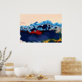 ブルゴーニュ海軍流体大理石アクリルアート抽象芸術 ポスター (キッチン)