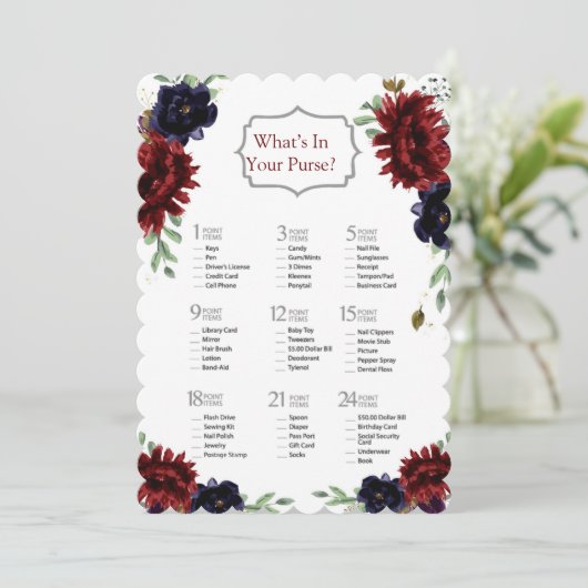 ブルゴーニュ海軍牡丹金ゴールドブライダルシャワーゲーム 招待状 (スタンド正面)