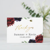 ブルゴーニュ海軍牡丹金ゴールド結婚の感謝 サンキューカード (スタンド正面)