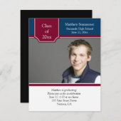 ブルゴーニュ海軍白写真卒業招待状 招待状 (正面/裏面)