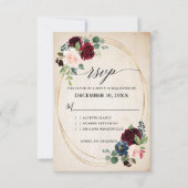 ブルゴーニュ海軍素朴フローラボホカントリーウェディングR 出欠カード (正面)