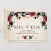 ブルゴーニュ海軍素朴フローラ国Save the Date 案内ポストカード (正面/裏面)