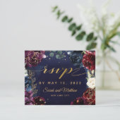 ブルゴーニュ海軍結婚のメールバックRSVPカード 出欠カード (スタンド正面)